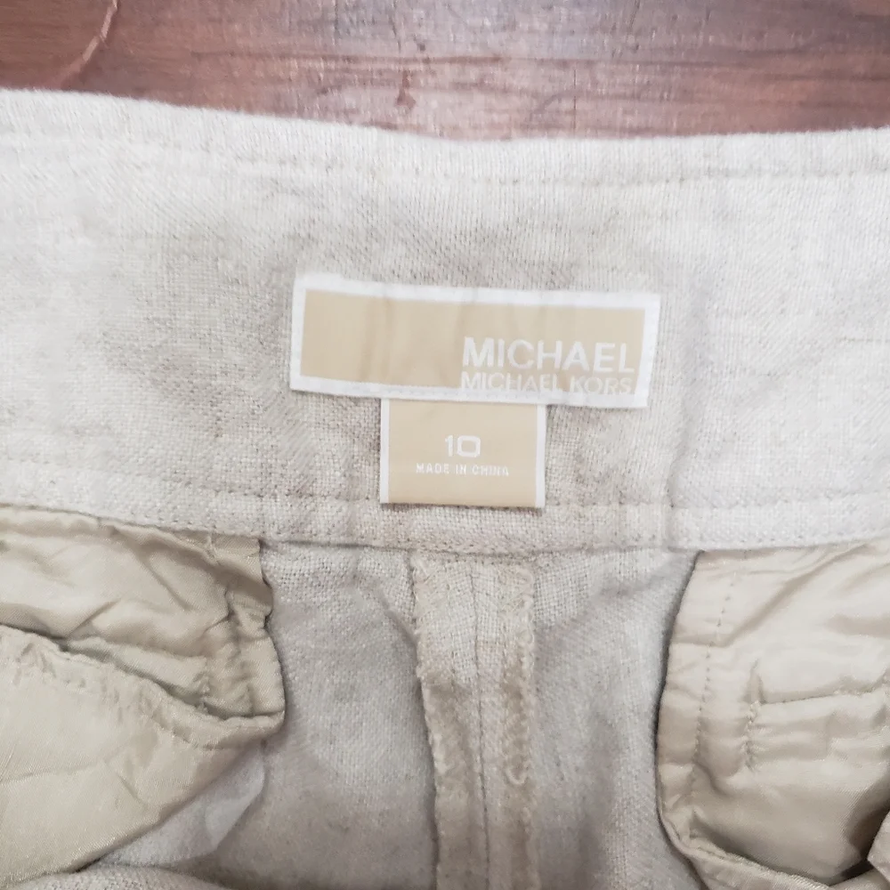 Michael Kors Linen mid rise Wide Leg Pants size 10 - Picture 6 of 11